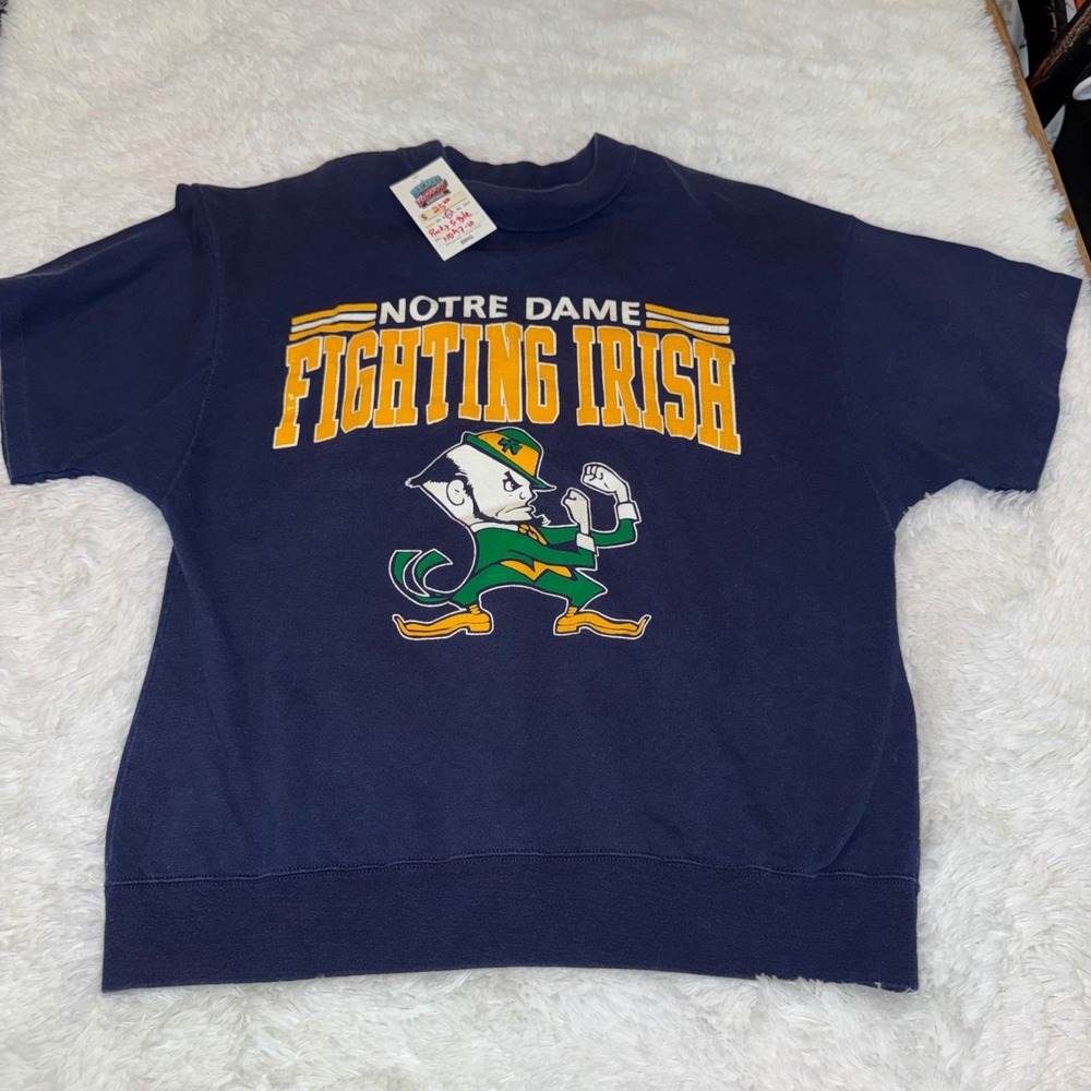 Artex Notre Dame Fighting‎ Irish Sweatshirt Mens M Navy Excellent Short Sleeve